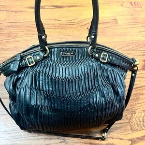 Coach Black Gathered Leather  2-Way Bag Pre-loved
